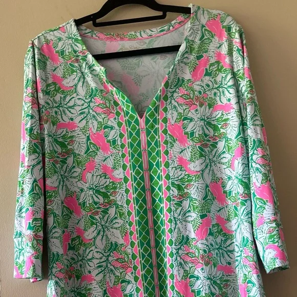 Lilly Pulitzer ChillyLillyNADINE DRESS Notch Neck UPF50+ Size XXL